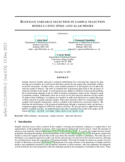 Bayesian variable selection in sample selection models using
  spike-and-slab priors