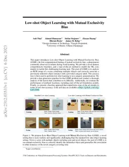 Low-shot Object Learning with Mutual Exclusivity Bias