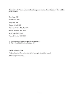 Blueprinting the Future: Automatic Item Categorization using
  Hierarchical Zero-Shot and Few-Shot Classifiers