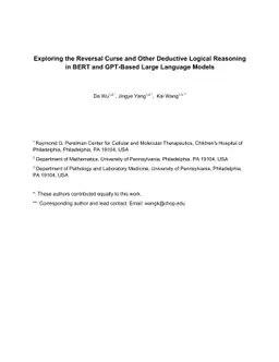 Exploring the Reversal Curse and Other Deductive Logical Reasoning in
  BERT and GPT-Based Large Language Models