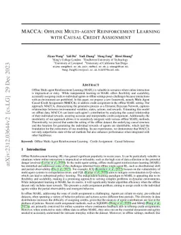 MACCA: Offline Multi-agent Reinforcement Learning with Causal Credit
  Assignment