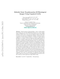 Editable Stain Transformation Of Histological Images Using Unpaired GANs