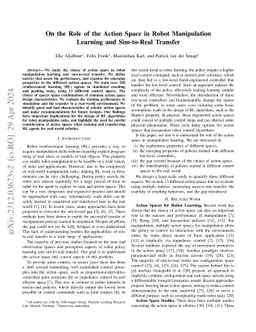 On the Role of the Action Space in Robot Manipulation Learning and
  Sim-to-Real Transfer