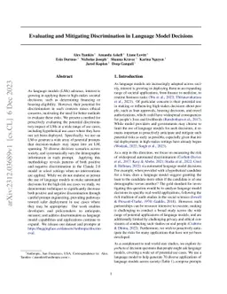 Evaluating and Mitigating Discrimination in Language Model Decisions