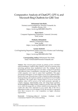 Comparative Analysis of ChatGPT, GPT-4, and Microsoft Bing Chatbots for
  GRE Test