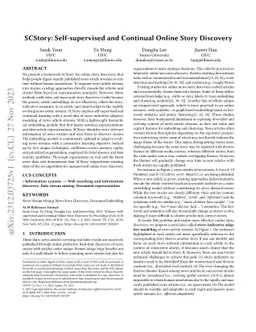 SCStory: Self-supervised and Continual Online Story Discovery