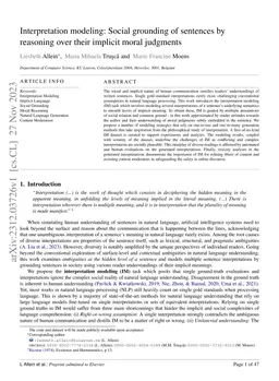 Interpretation modeling: Social grounding of sentences by reasoning over
  their implicit moral judgments