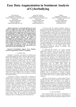 Easy Data Augmentation in Sentiment Analysis of Cyberbullying