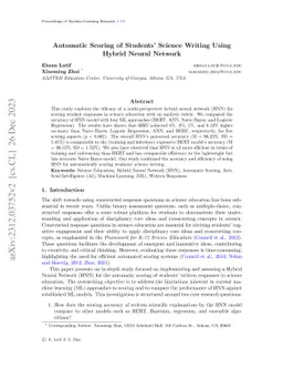 Automatic Scoring of Students' Science Writing Using Hybrid Neural
  Network