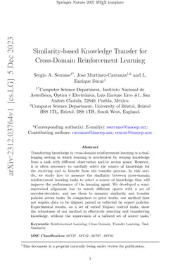 Similarity-based Knowledge Transfer for Cross-Domain Reinforcement
  Learning