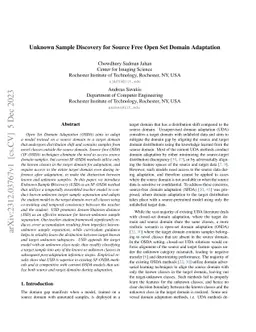 Unknown Sample Discovery for Source Free Open Set Domain Adaptation