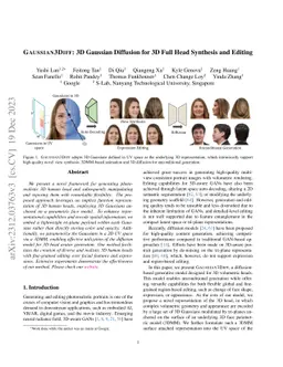 Gaussian3Diff: 3D Gaussian Diffusion for 3D Full Head Synthesis and
  Editing