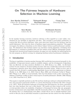 On The Fairness Impacts of Hardware Selection in Machine Learning