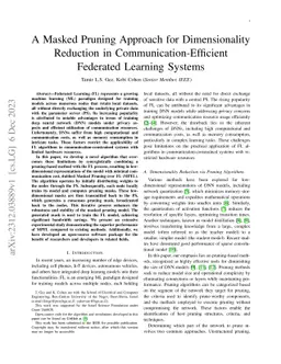 A Masked Pruning Approach for Dimensionality Reduction in
  Communication-Efficient Federated Learning Systems