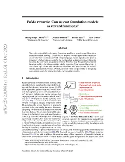 FoMo Rewards: Can we cast foundation models as reward functions?
