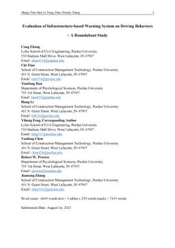 Evaluation of Infrastructure-based Warning System on Driving Behaviors-A
  Roundabout Study