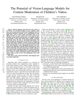 The Potential of Vision-Language Models for Content Moderation of
  Children's Videos