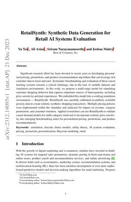 RetailSynth: Synthetic Data Generation for Retail AI Systems Evaluation