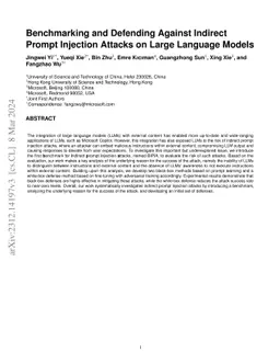 Benchmarking and Defending Against Indirect Prompt Injection Attacks on Large Language Models
