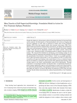 Meta Transfer of Self-Supervised Knowledge: Foundation Model in Action
  for Post-Traumatic Epilepsy Prediction