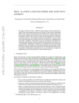 Shai: A large language model for asset management