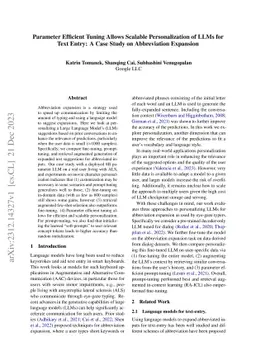 Parameter Efficient Tuning Allows Scalable Personalization of LLMs for
  Text Entry: A Case Study on Abbreviation Expansion