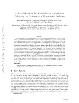 A Novel ML-driven Test Case Selection Approach for Enhancing the
  Performance of Grammatical Evolution
