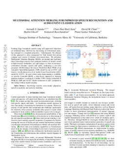 Multimodal Attention Merging for Improved Speech Recognition and Audio
  Event Classification