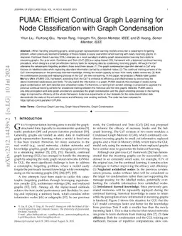 PUMA: Efficient Continual Graph Learning for Node Classification with
  Graph Condensation