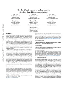 On the Effectiveness of Unlearning in Session-Based Recommendation