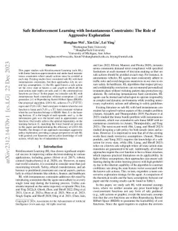 Safe Reinforcement Learning with Instantaneous Constraints: The Role of
  Aggressive Exploration