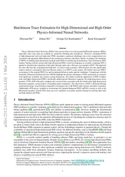 Hutchinson Trace Estimation for High-Dimensional and High-Order
  Physics-Informed Neural Networks