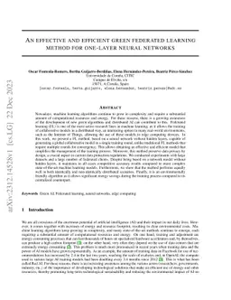 An effective and efficient green federated learning method for one-layer
  neural networks
