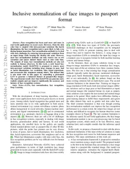 Inclusive normalization of face images to passport format