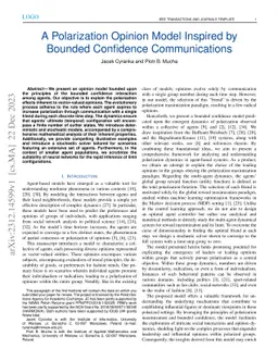 A Polarization Opinion Model Inspired by Bounded Confidence
  Communications