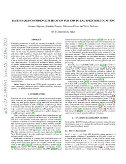 BLSTM-Based Confidence Estimation for End-to-End Speech Recognition
