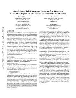 Multi-Agent Reinforcement Learning for Assessing False-Data Injection
  Attacks on Transportation Networks