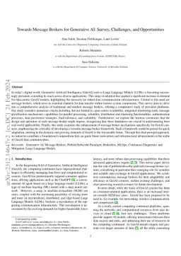 Towards Message Brokers for Generative AI: Survey, Challenges, and
  Opportunities