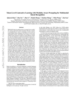 Token-Level Contrastive Learning with Modality-Aware Prompting for
  Multimodal Intent Recognition