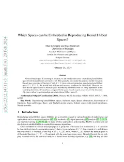 Which Spaces can be Embedded in Reproducing Kernel Hilbert Spaces?