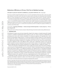 Balancing Privacy, Robustness, and Efficiency in Machine Learning