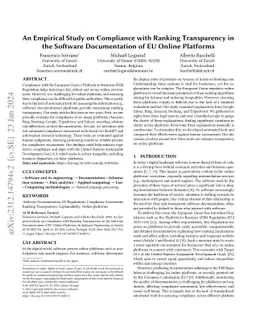 An Empirical Study on Compliance with Ranking Transparency in the
  Software Documentation of EU Online Platforms