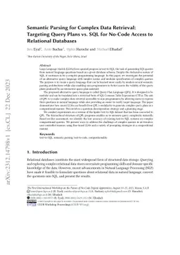 Semantic Parsing for Complex Data Retrieval: Targeting Query Plans vs.
  SQL for No-Code Access to Relational Databases