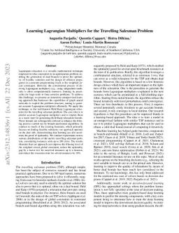 Learning Lagrangian Multipliers for the Travelling Salesman Problem