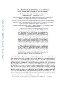 On Rate-Optimal Partitioning Classification from Observable and from Privatised Data