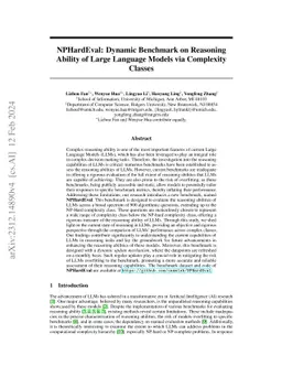 NPHardEval: Dynamic Benchmark on Reasoning Ability of Large Language
  Models via Complexity Classes