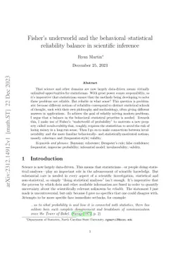 Fisher's underworld and the behavioral-statistical reliability balance
  in scientific inference