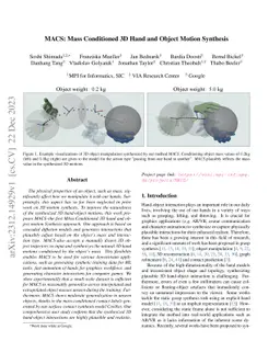 MACS: Mass Conditioned 3D Hand and Object Motion Synthesis