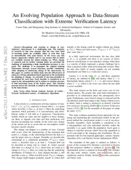 An Evolving Population Approach to Data-Stream Classification with
  Extreme Verification Latency