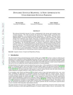 Dynamic Syntax Mapping: A New Approach to Unsupervised Syntax Parsing